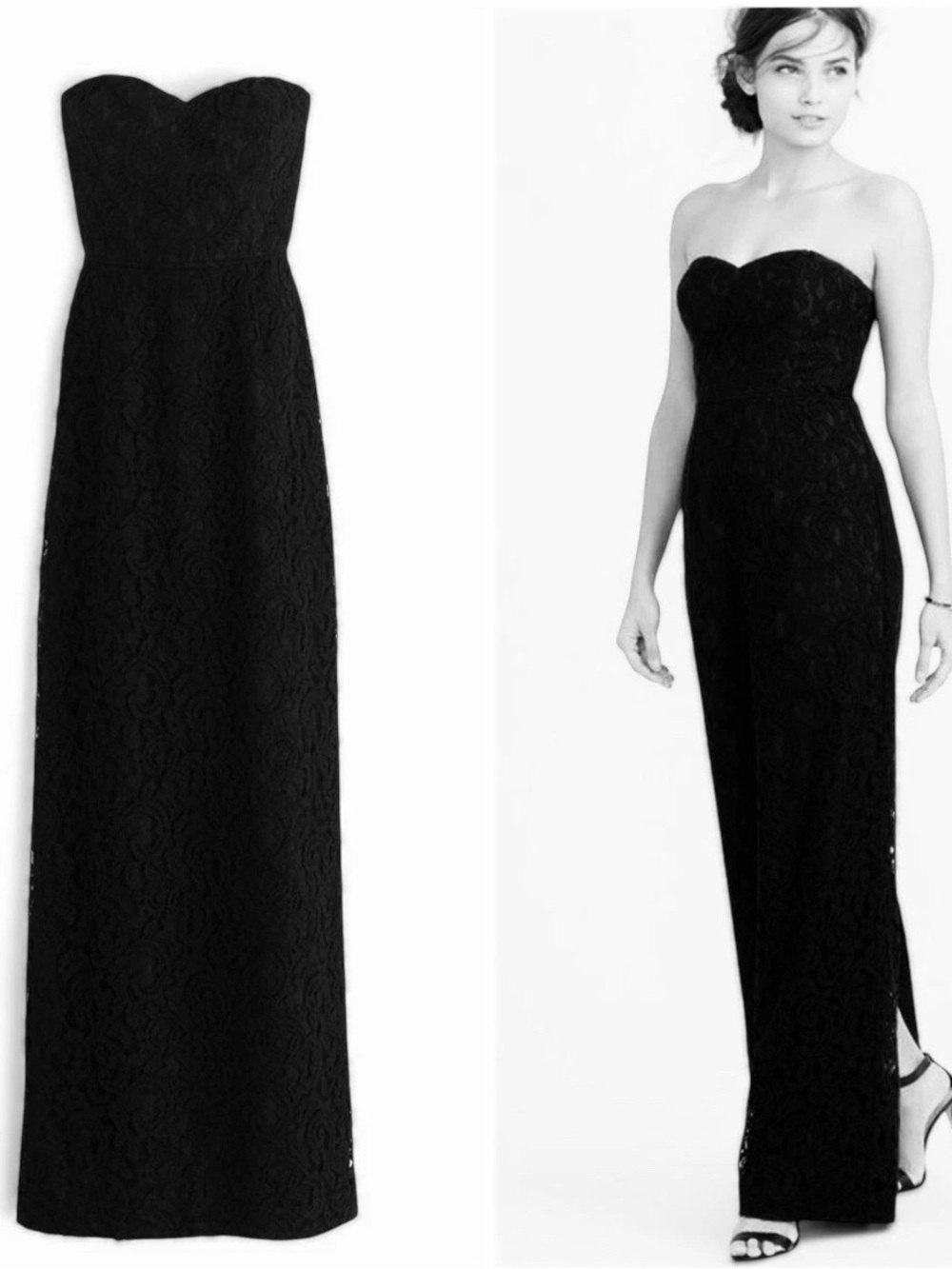 NWT J.Crew Natasha Black Lace Gown
